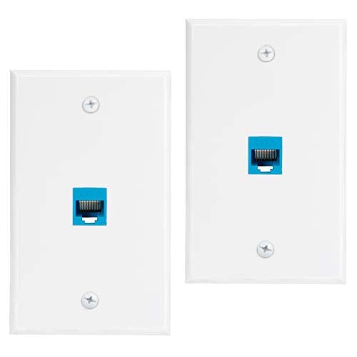 UKYEE Ethernet Wall Plate Outlet 2-Pack, Cat6 Ethernet Wall Jack 1 Port Female to Female High Speed for Living Room, Bedroom, Office - Image 1