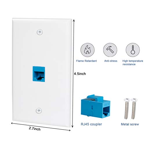 UKYEE Ethernet Wall Plate Outlet 2-Pack, Cat6 Ethernet Wall Jack 1 Port Female to Female High Speed for Living Room, Bedroom, Office - Image 4