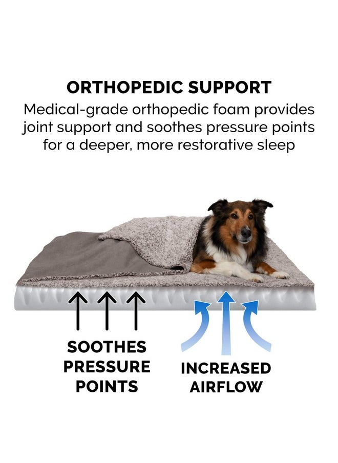 Furhaven - Orthopedic Dog Bed For Large/Medium Dogs W/ Removable Washable Cover, For Dogs Up To 55 Lbs  Berber & Suede Blanket Top Mattress  Gray, Large - Image 1