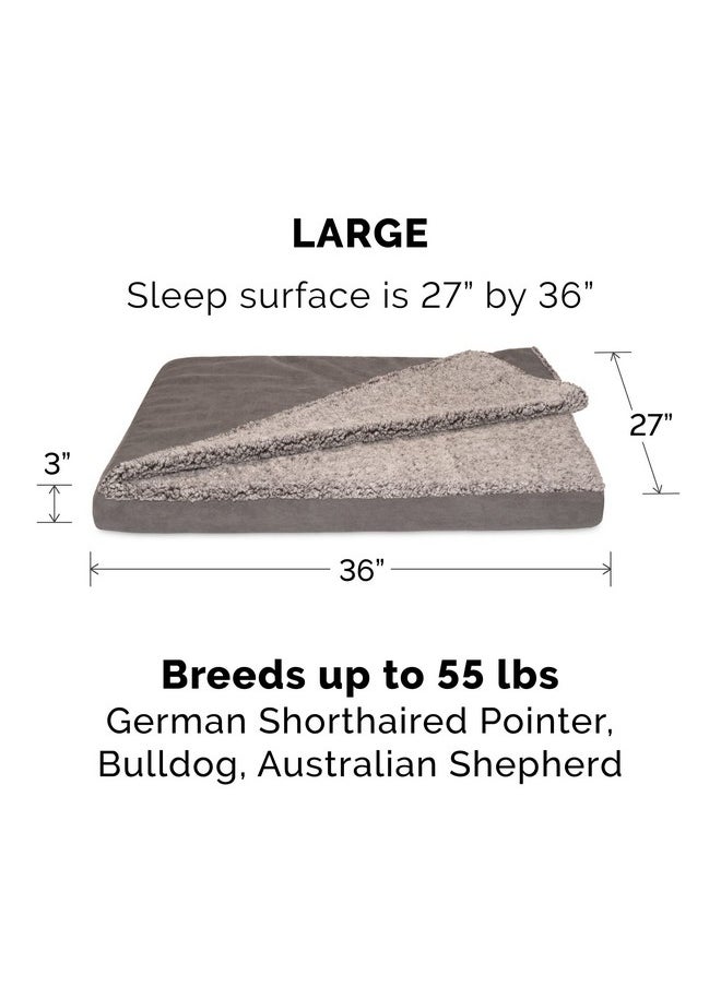 Furhaven - Orthopedic Dog Bed For Large/Medium Dogs W/ Removable Washable Cover, For Dogs Up To 55 Lbs  Berber & Suede Blanket Top Mattress  Gray, Large - Image 1