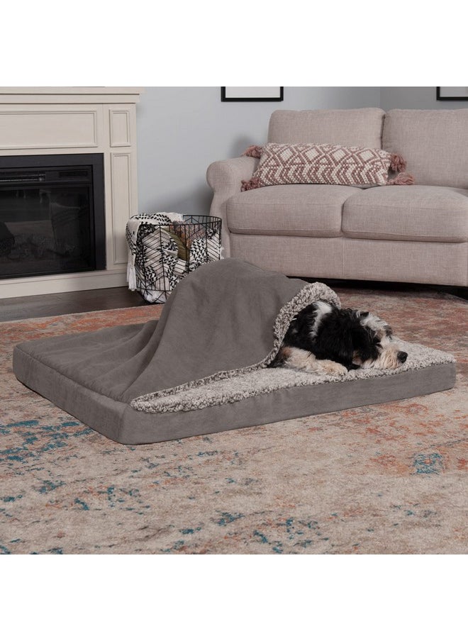 Furhaven - Orthopedic Dog Bed For Large/Medium Dogs W/ Removable Washable Cover, For Dogs Up To 55 Lbs  Berber & Suede Blanket Top Mattress  Gray, Large - Image 1
