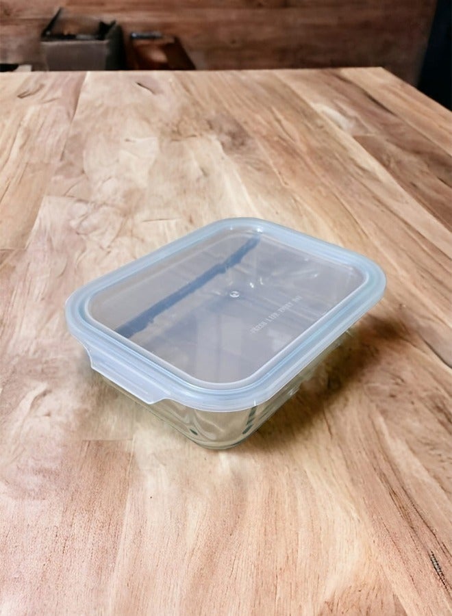 Mirolex Glass Oven Tray with Rectangular Plastic Lid 1000ml - Image 2