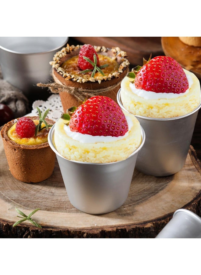 4 PCS Esteopt Pudding Moulds, Aluminum Dariole Moulds, Non Stick Muffin Tins Individual Baking Cups, Mini Pudding Basins Egg Tart Cupcake Moulds - Image 5