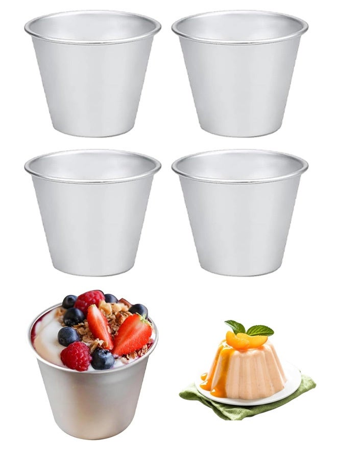 4 PCS Esteopt Pudding Moulds, Aluminum Dariole Moulds, Non Stick Muffin Tins Individual Baking Cups, Mini Pudding Basins Egg Tart Cupcake Moulds - Image 1