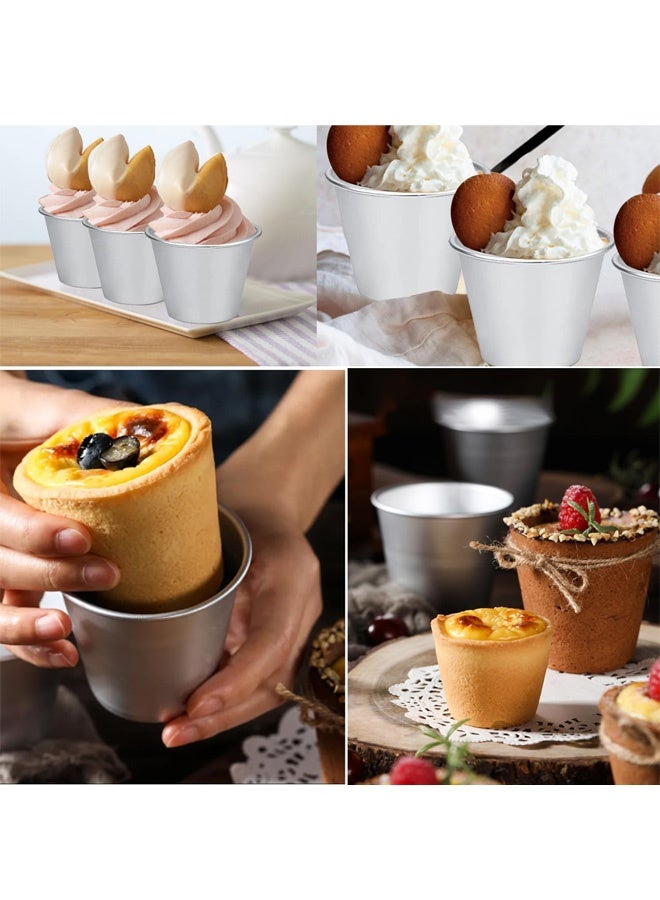 4 PCS Esteopt Pudding Moulds, Aluminum Dariole Moulds, Non Stick Muffin Tins Individual Baking Cups, Mini Pudding Basins Egg Tart Cupcake Moulds - Image 4
