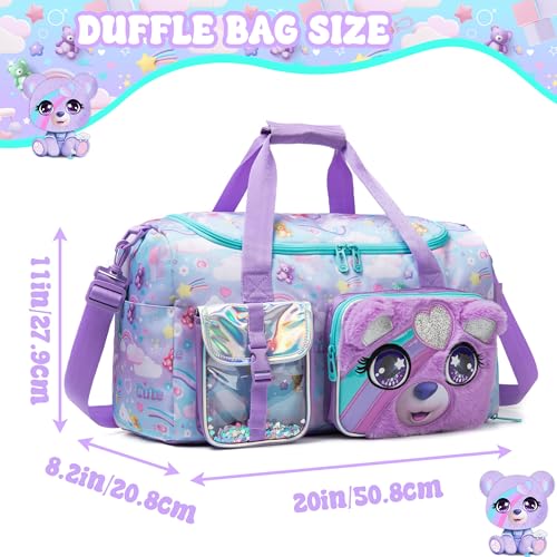 Oruiji Duffle Bags for Girls Overnight Travel Bag for Kids 612 Dance Bag for Kids Gymnastics Sleepover Weekender Bags for Girls with Shoe Compartment - Image 3