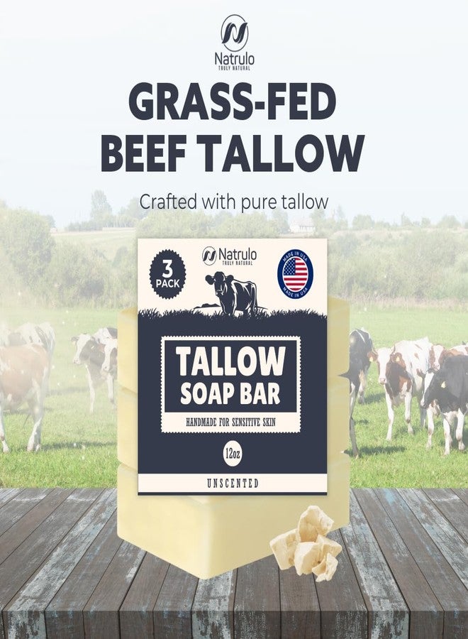 Natrulo Beef Tallow Soap Bar - All Natural Grass Fed Tallow Soap Unscented - Moisturizing Face & Body Wash Great for Eczema, Dry, Itchy, Sensitive Skin - Handcrafted Bath Soap for Adults, Kids, Made in USA - Image 2