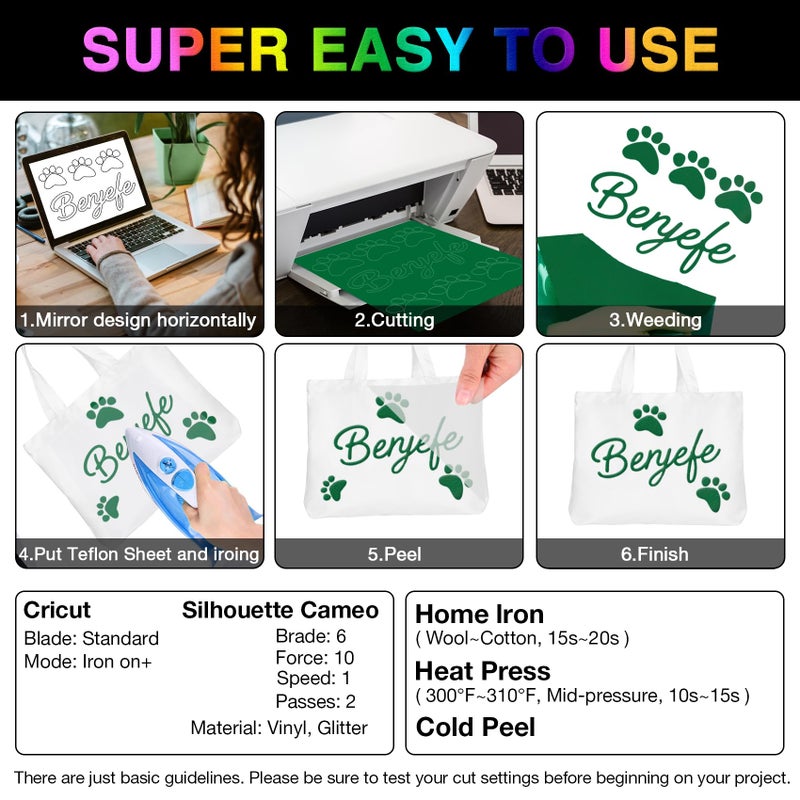 TORC 3D Puff HTV Heat Transfer Vinyl 12" x 10" 10 Sheet Pack - Assorted Colors, Iron-On for T-Shirts, DIY Crafts, Compatible with Cricut & All Cutters, Easy Cut & Weed - Image 5