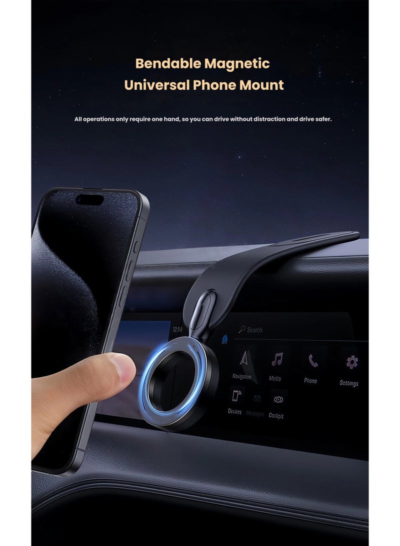 MagSafe Car Phone Mount Holder, Magnetic Mobile Phone Stand, Bendable Dashboard Windshield Ultra Stable Mobile Phone Holder, Compatible with MagSafe iphones Samsung Huawei Xiaomi Vivo - Image 1