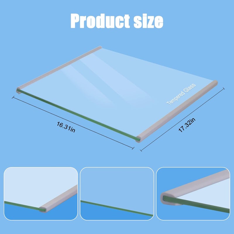 folosem W11188040 Freezer Glass Shelf Replacement for Whirlpool Maytag Refrigerator Glass Shelf -Replaces W11135529 AP6286990-17-5/16" Wide x 16-3/8" Deep - Image 3