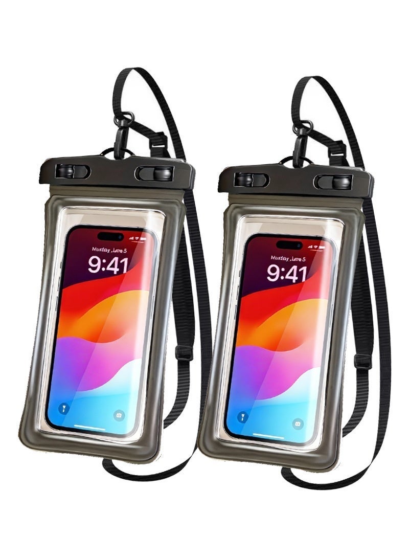 Neyecam Waterproof Phone Case, IPX8 Certified 30M Waterproof Phone Pouch Waterproof Cell Phone Case Fit for Big Phones up to 7.2'' Compatible with iPhone 12/13/14/17 Pro Max S22 S23 Ultra (2 Pack) - Image 1