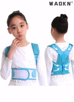 WAOKN Back Brace, Posture Corrector for Kids Teens, Relieve Back Pain Adjustable Upper Back race Spinal Support with Soft Shoulder Pads to Prevent Humpback, Recommended by Doctor (M, Blue)  - Image 1