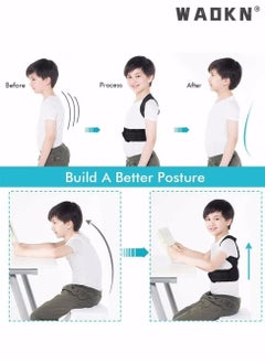 WAOKN Back Brace, Posture Corrector for Kids Teens, Relieve Back Pain Adjustable Upper Back race Spinal Support with Soft Shoulder Pads to Prevent Humpback, Recommended by Doctor (M, Blue)  - Image 5
