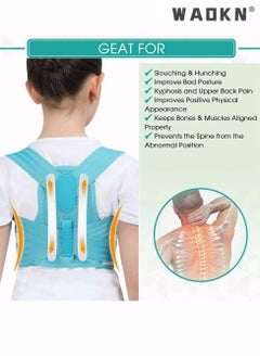 WAOKN Back Brace, Posture Corrector for Kids Teens, Relieve Back Pain Adjustable Upper Back race Spinal Support with Soft Shoulder Pads to Prevent Humpback, Recommended by Doctor (M, Blue)  - Image 3