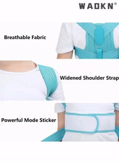 WAOKN Back Brace, Posture Corrector for Kids Teens, Relieve Back Pain Adjustable Upper Back race Spinal Support with Soft Shoulder Pads to Prevent Humpback, Recommended by Doctor (M, Blue)  - Image 2