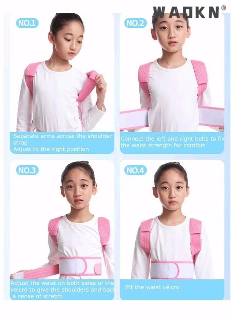 WAOKN - Back Brace, Posture Corrector for Kids Teens, Relieve Back Pain Adjustable Upper Back race Spinal Support with Soft Shoulder Pads to Prevent Humpback, Recommended by Doctor (M, Blue) - Image 1