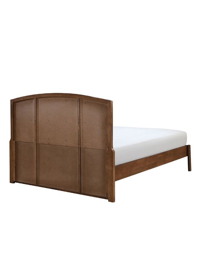 DANUBE HOME Derby Lloyd 160X200 Solid Wood Queen Bed With Upholstered Headboard Modern Design Wooden Double Bed Frame Furniture Comfortable Bed (Mattress Not Included) L208Xw183Xh120Cm-Brown+Beige  - Image 4