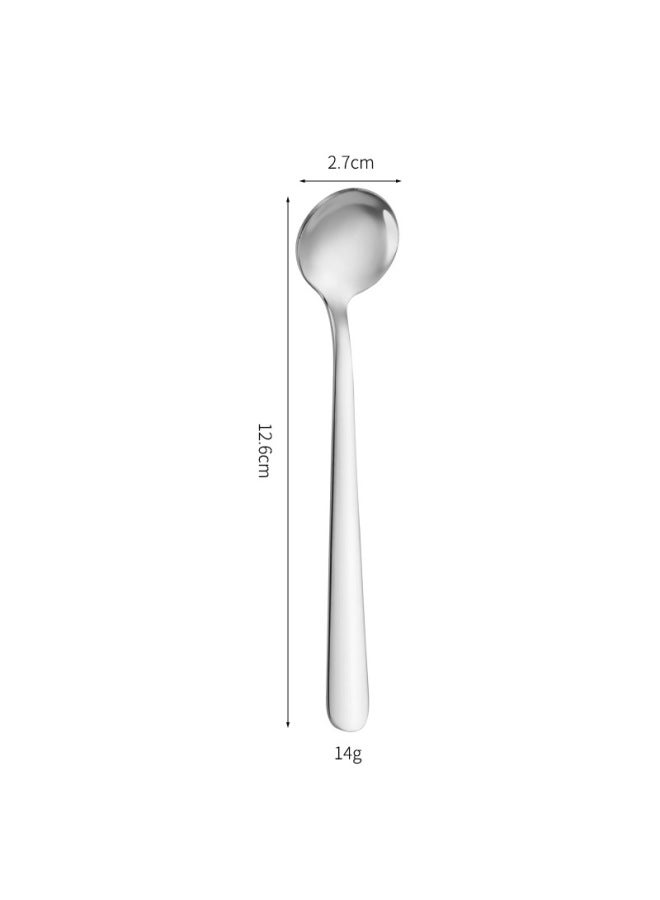 Stainless Steel Mini Small Spoon 304 Special Small Small Short Handle Small Gold Spoon Salt Spoon Medicinal Powder Spoon Seasoning Spoon Coffee Spoon-Specifications:Silver Mini Spoon 12.6cm  - Image 1