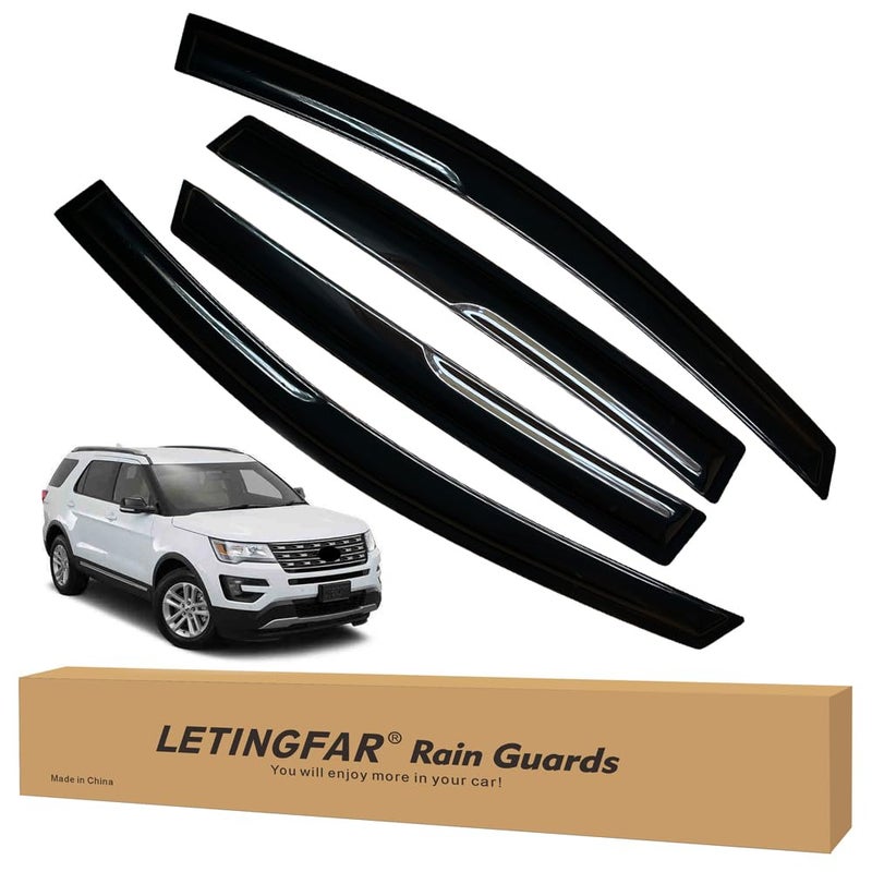 LETINGFAR Window Visors Rain Guards for Ford Escape 2013 2014 2015 2016 2017 2018 2019 Accessories Wind Deflectors Vent Shades for Ford Escape