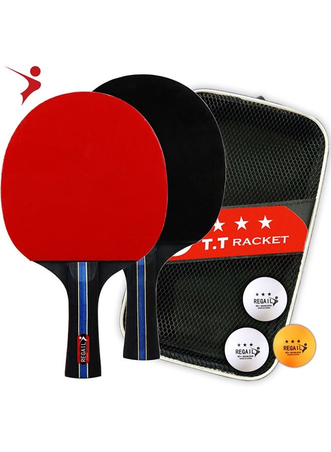 REGAIL 5-Piece Table Tennis Racket And Ball Set With Storage Pouch - Image 1