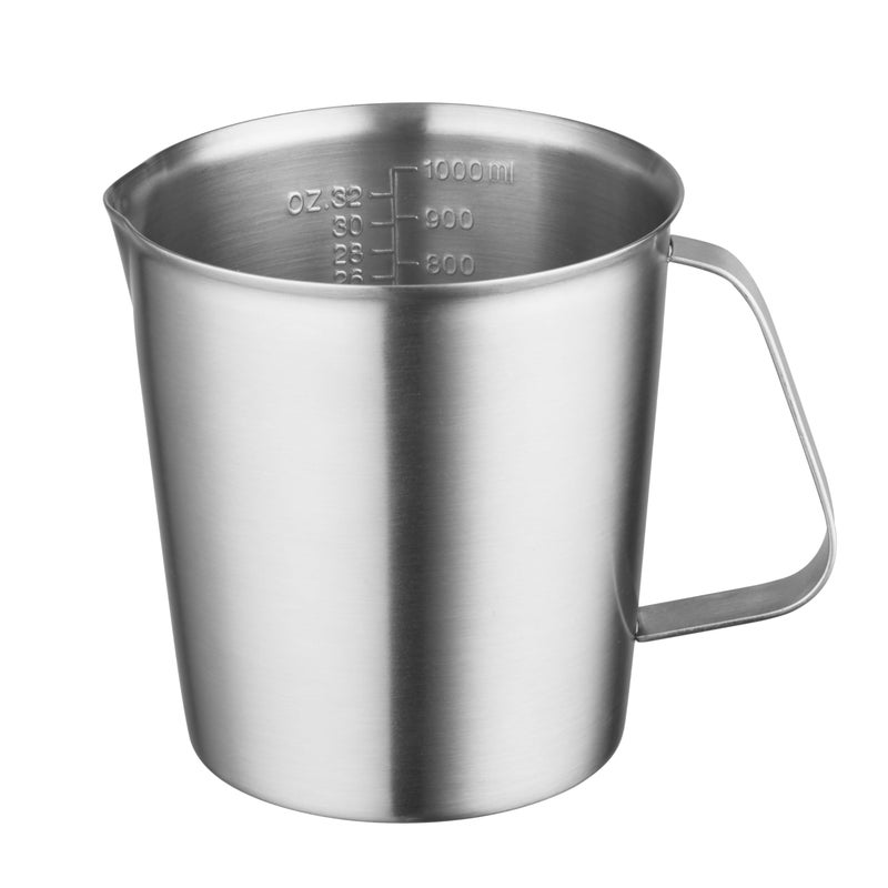 CURTA 188 Stainless Steel Measuring Cup with Handle and Pour Lip Metal Pitcher with Oz and ML marking 32 OZ1000 ML 4 Cup HeavyDuty Pitcher