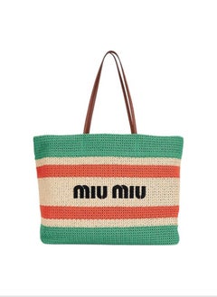 Miu Miu Miumiu Tote bag woven bag green/orange  - Image 1