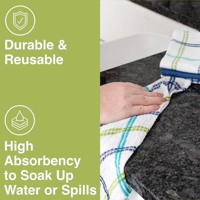 T-fal Premium Waffle Dish Cloths: Highly Absorbent  Super Soft - 100% Cotton  12""x13"" Flat Waffle Dish Cloth for Cleaning & Drying  (4-Pack)  Cool - Image 2