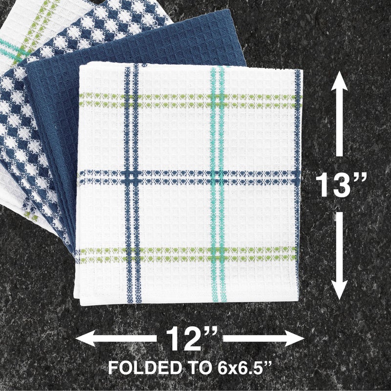 T-fal Premium Waffle Dish Cloths: Highly Absorbent  Super Soft - 100% Cotton  12""x13"" Flat Waffle Dish Cloth for Cleaning & Drying  (4-Pack)  Cool - Image 4