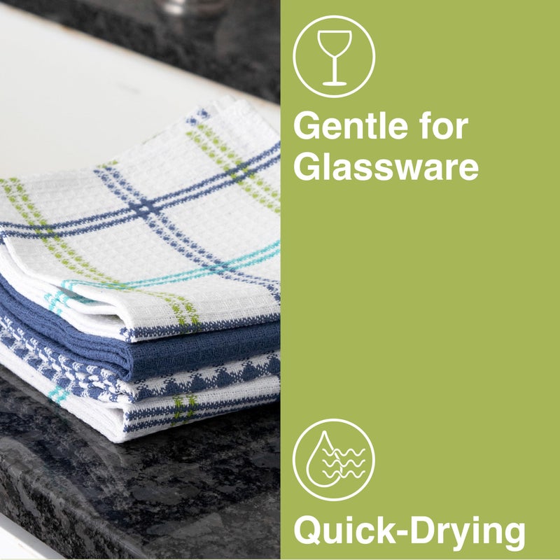 T-fal Premium Waffle Dish Cloths: Highly Absorbent  Super Soft - 100% Cotton  12""x13"" Flat Waffle Dish Cloth for Cleaning & Drying  (4-Pack)  Cool - Image 3