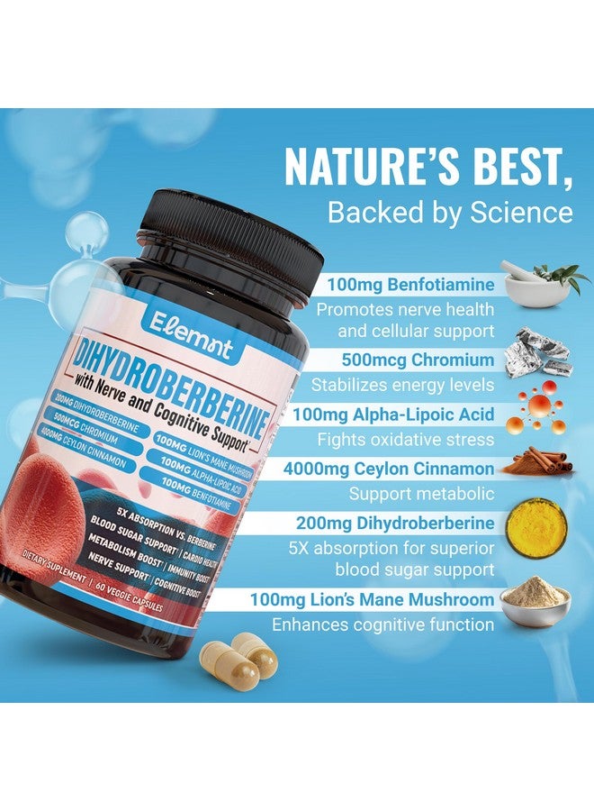 elemnt Super berberine 200mg Dihydroberbeine (GlucoVantage®) with 10:1 Ceylon Cinnamon, Alpha lipoic, Benfotiamine,10:1 Lions Mane Mushroom, Fenugreek, Chromium, Bitter Melon and others for your health. - Image 4