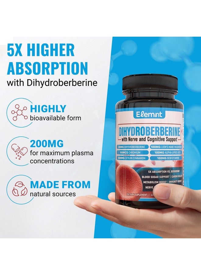 elemnt Super berberine 200mg Dihydroberbeine (GlucoVantage®) with 10:1 Ceylon Cinnamon, Alpha lipoic, Benfotiamine,10:1 Lions Mane Mushroom, Fenugreek, Chromium, Bitter Melon and others for your health. - Image 2