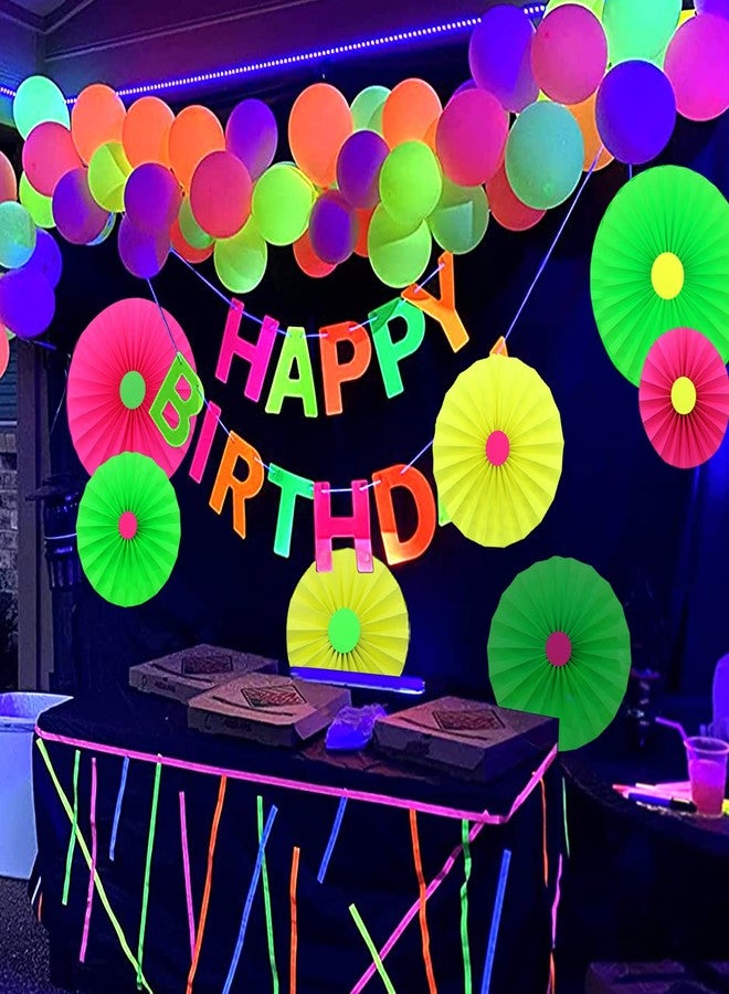 WELITTCON لافتة نيون "عيد ميلاد سعيد" من WELITTCON، لوازم وديكورات حفلات متوهجة بالأشعة فوق البنفسجية، لون نيون، طباعة حروف، 118.08 × 8.7 بوصة، مناسبة لأعياد الميلاد - Image 2