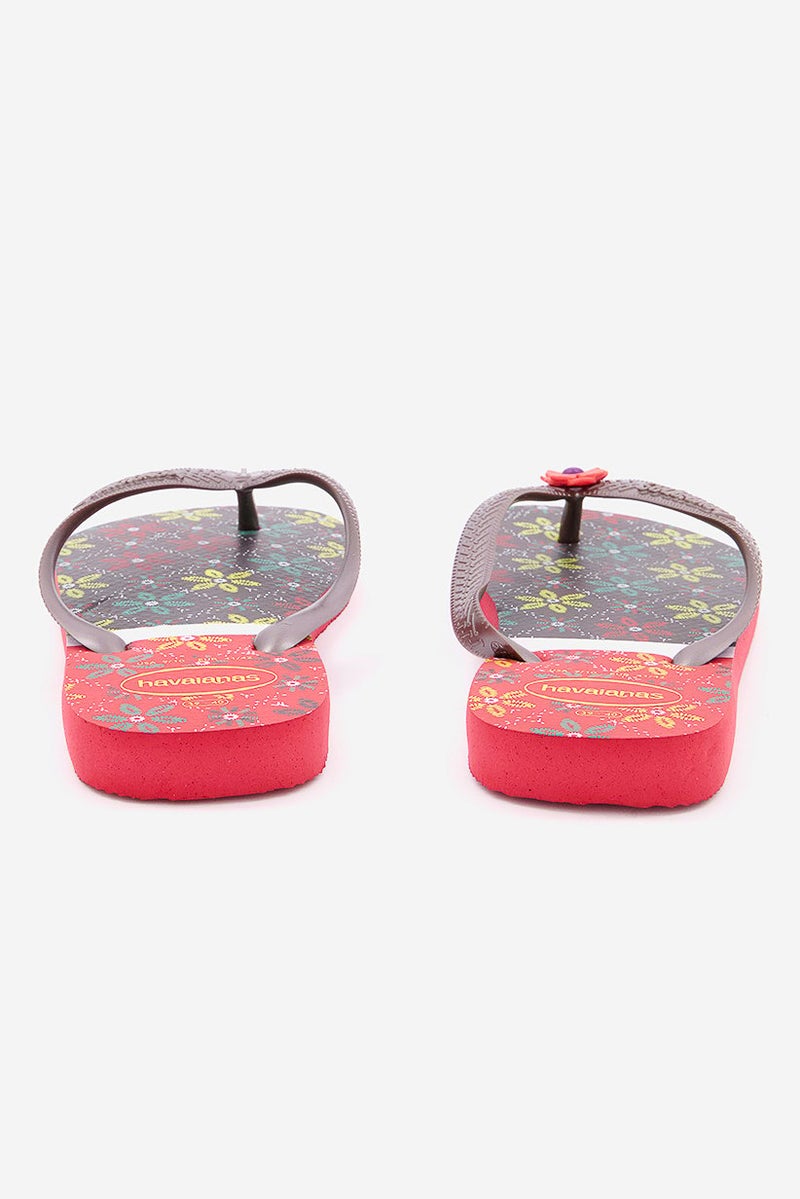 havaianas Women Style 2 Floral Print Slip On Slippers, Red  - Image 3
