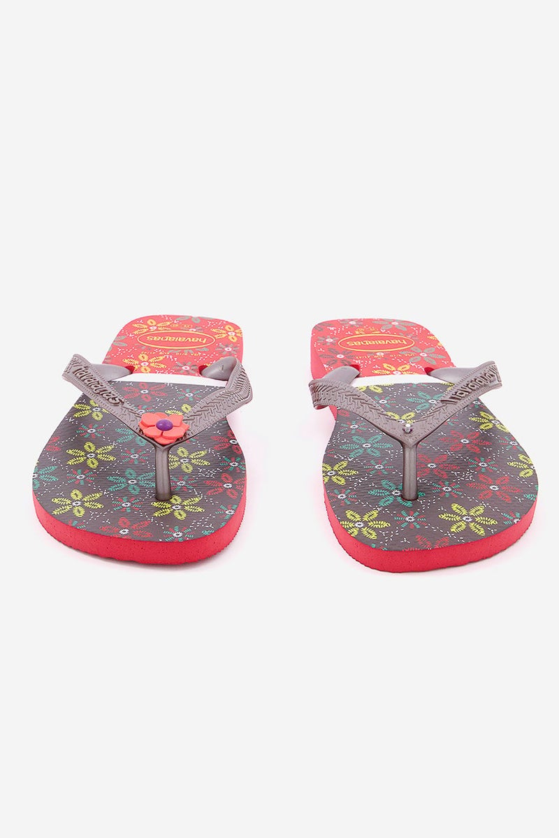 havaianas Women Style 2 Floral Print Slip On Slippers, Red  - Image 2