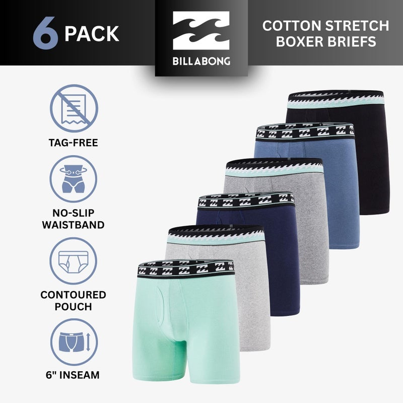 Billabong Mens Underwear 6 Pack Boxer Briefs for Men - Cotton Stretch, Tagless, Breathable - Image 3