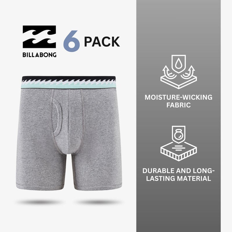 Billabong Mens Underwear 6 Pack Boxer Briefs for Men - Cotton Stretch, Tagless, Breathable - Image 5