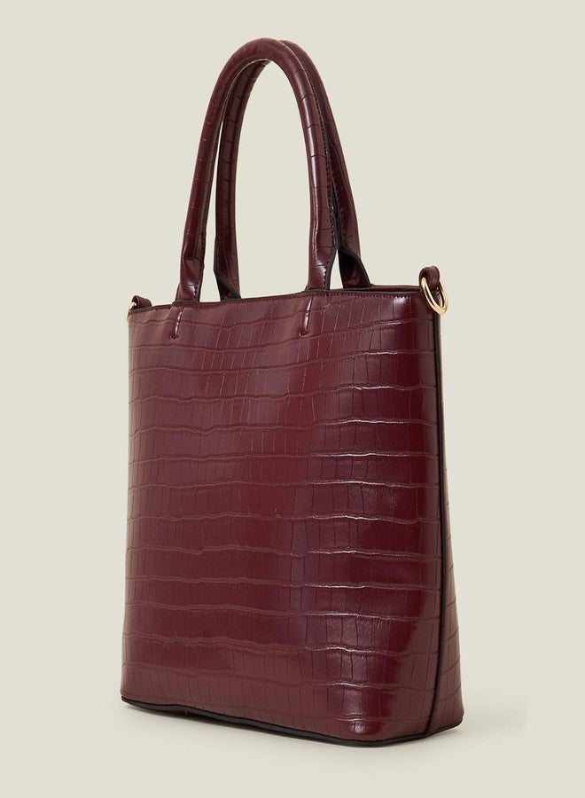 أكسيسورايز حقيبة يد نسائية من أكسسورايز لندن، لونها عنابي، مصنوعة من جلد التمساح الصناعي - Image 2