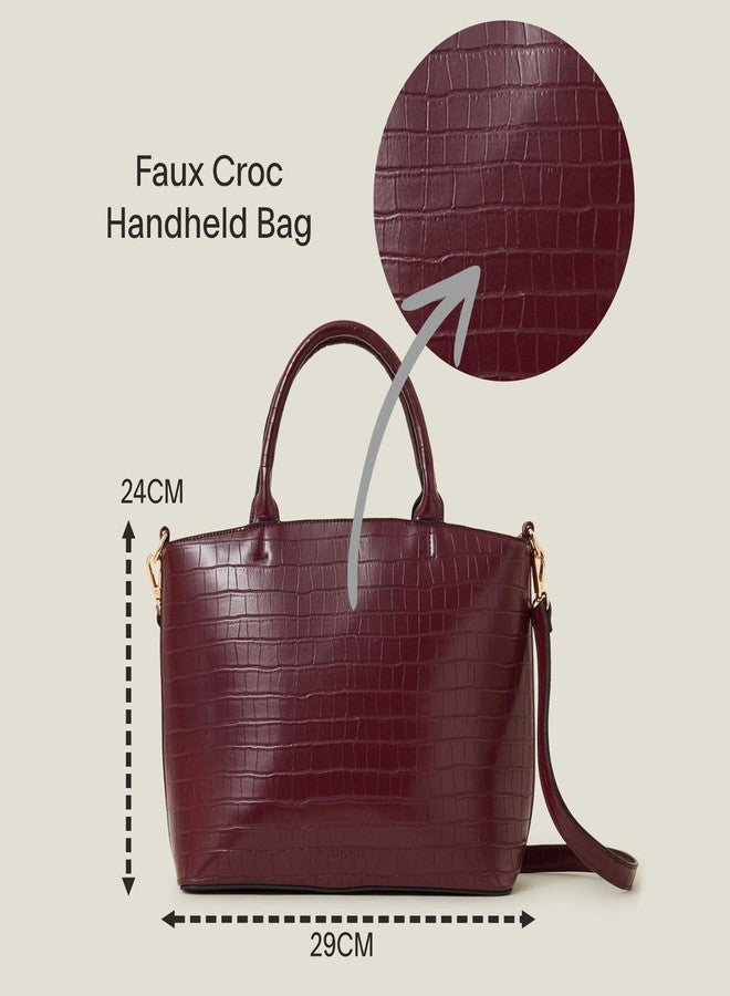 أكسيسورايز حقيبة يد نسائية من أكسسورايز لندن، لونها عنابي، مصنوعة من جلد التمساح الصناعي - Image 5