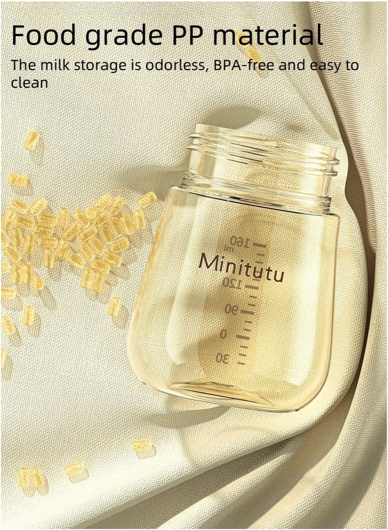 Minitutu Ergonomic Manual Breast Pump, Portable Silicone Pump with 2 Suction Modes, Complete Baby Feeding Set with 160ml BPA-Free Bottle & Nipple - Image 3