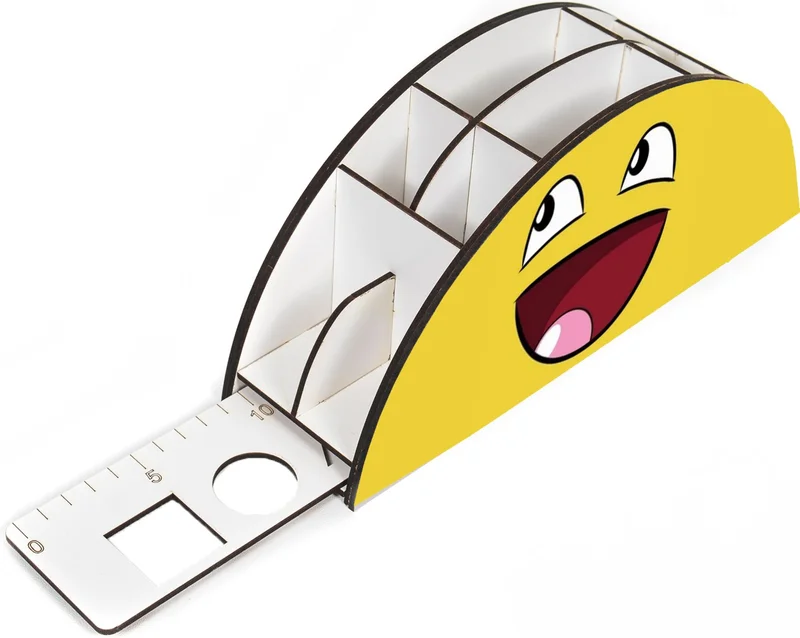 نوتبا Wooden Vip Smiley Emoji Rainbow Ruler Desktop Pen Holder Organizer For Kids VIP77