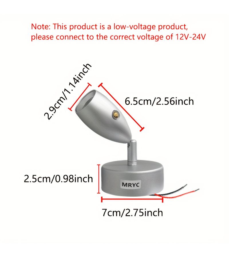 1pc MRYC RV Wall Mounted Gooseneck Flashlight Lamp 3W White Light Touch Control Adjustable Dimmable 3 Color Hardwired 12 24V For Camping Bedside - Image 1