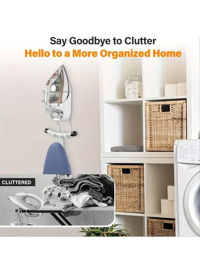 White Over The Door Wall Mounted Hanger For Ironing Boards Laundry Room Organization Utility Hooks - Image 4