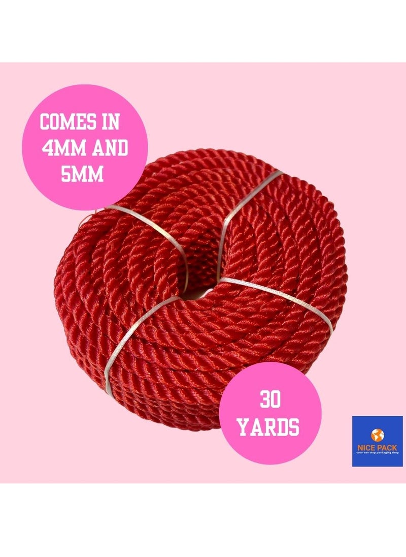 Nice Pack 4mm & 5mm 30yards Twisted Rope - Reduced Slip, Easy Knot, Flexible (Pack of 5)  - Image 2
