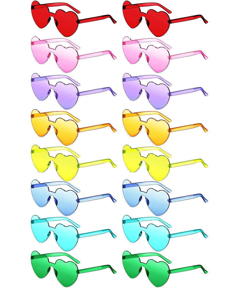 Colzzy 16 Pair Heart Shaped Sunglasses Bulk Witch Birthday Party Sunglasses Candy Color Eyewear for Party Women(Fresh Colors) - Image 1