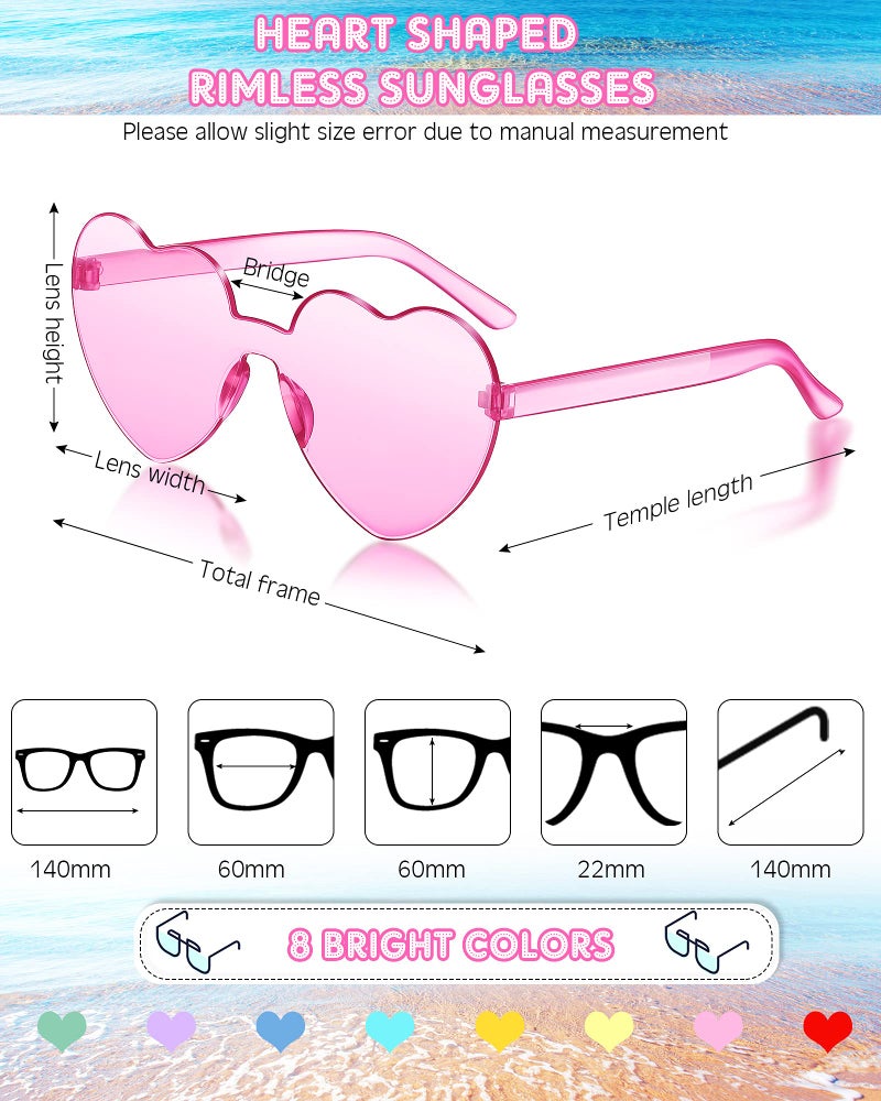 Colzzy 16 Pair Heart Shaped Sunglasses Bulk Witch Birthday Party Sunglasses Candy Color Eyewear for Party Women(Fresh Colors) - Image 2