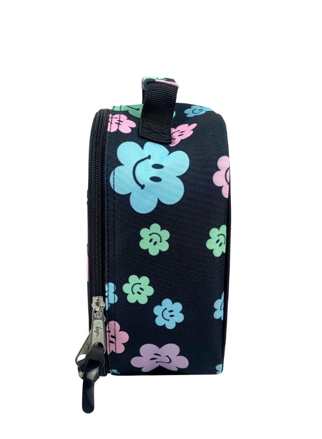 JUST HYPE Insulated Lunch Bag - Black Happy Flowers - Image 3
