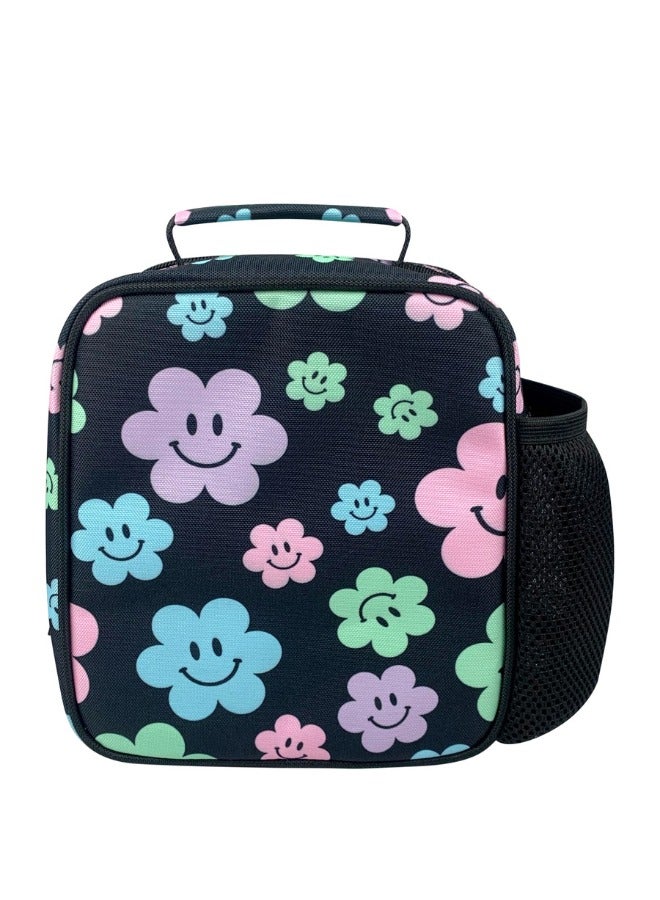 JUST HYPE Insulated Lunch Bag - Black Happy Flowers - Image 4