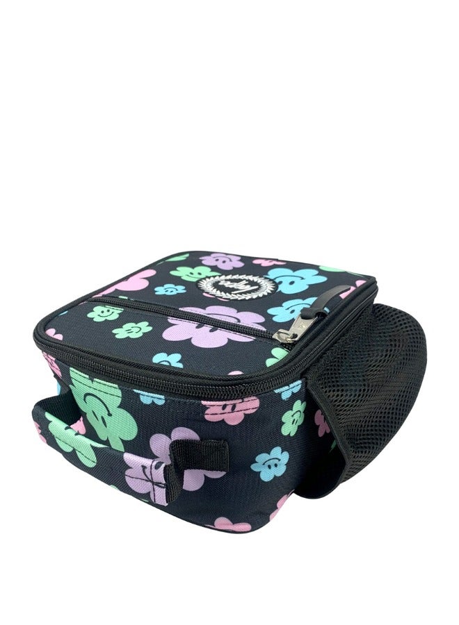 JUST HYPE Insulated Lunch Bag - Black Happy Flowers - Image 5