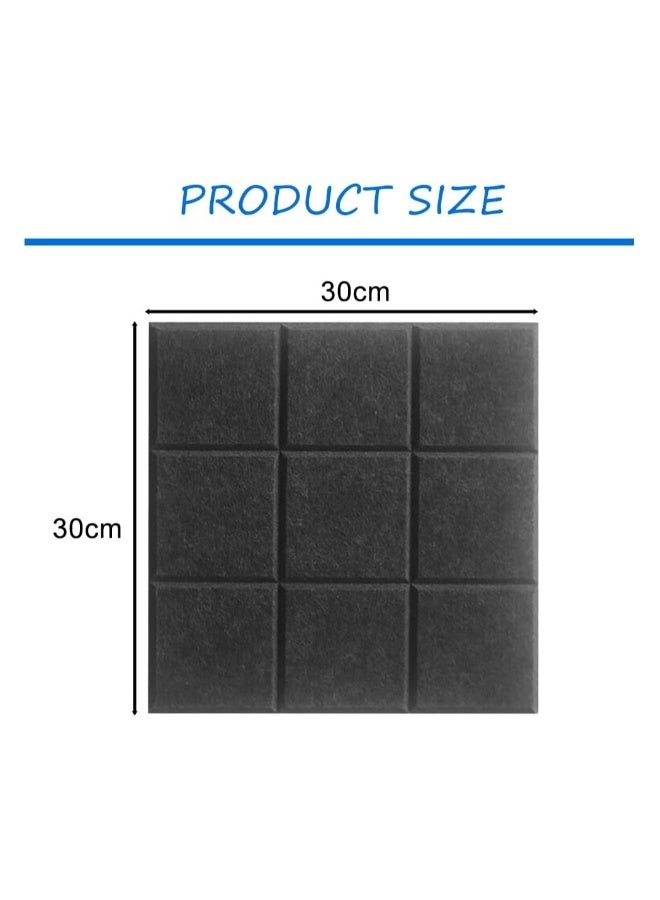 6 Pcs Large Self Adhesive Felt Board Tiles 30x30cm Versatile Black Bulletin Board Set for Home Office with 50 Push Pins and Grid Design - Image 1