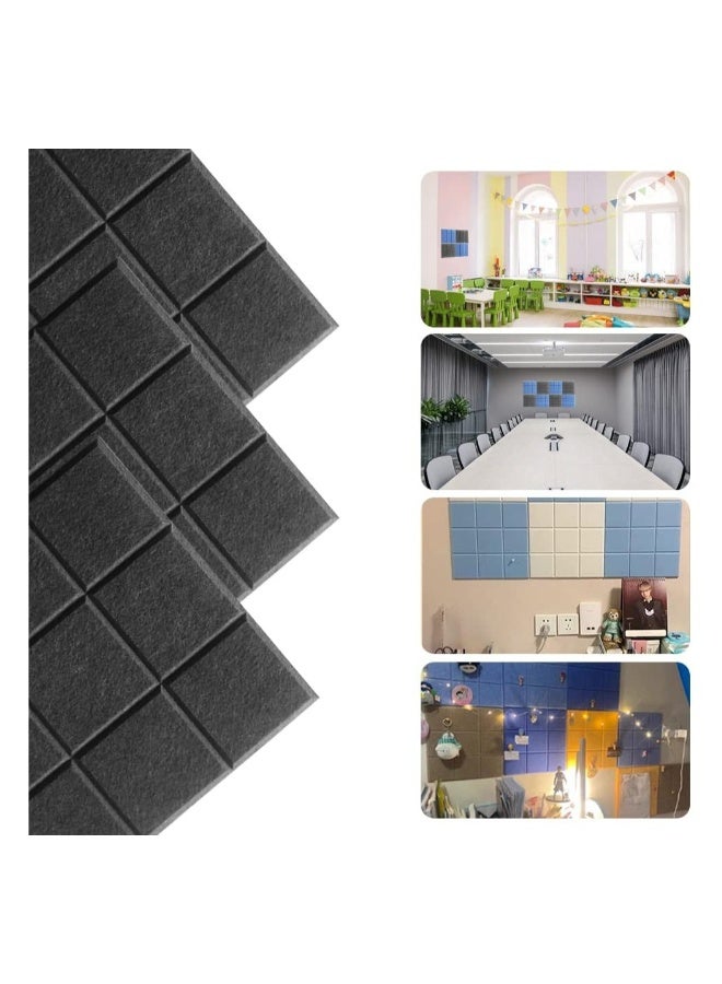 6 Pcs Large Self Adhesive Felt Board Tiles 30x30cm Versatile Black Bulletin Board Set for Home Office with 50 Push Pins and Grid Design - Image 2